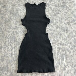 H&M CUTOUT SLEEVELESS RIBBED DARK GRAY MINI DRESS SIZE M